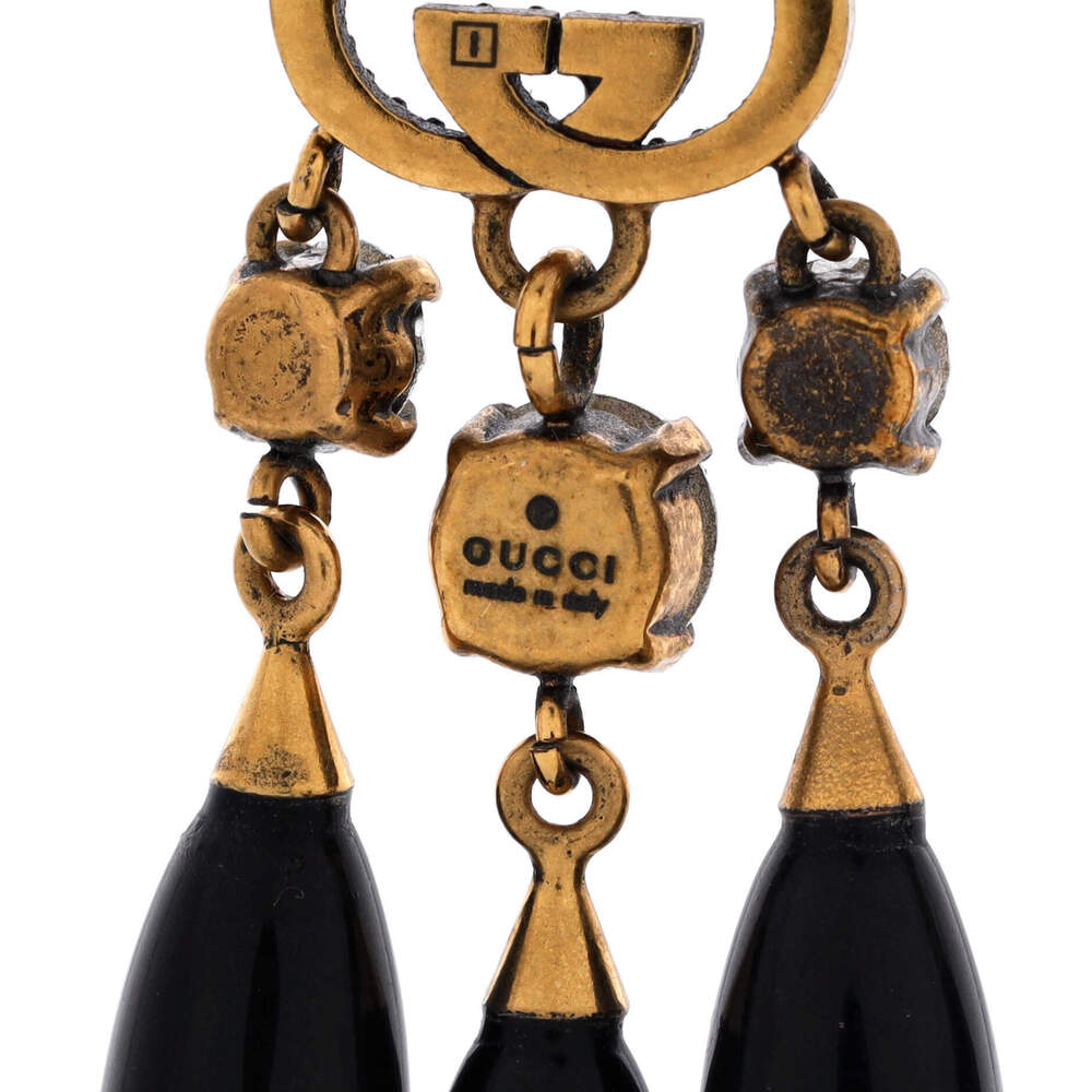 Gucci Interlocking G Triple Teardrop Earrings Metal with Crystals and Beads - Picture 3 of 3